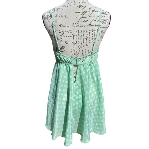 Victoria's Secret Vintage Green Polka‎ Dot Babydoll Size Medium - Picture 3 of 10